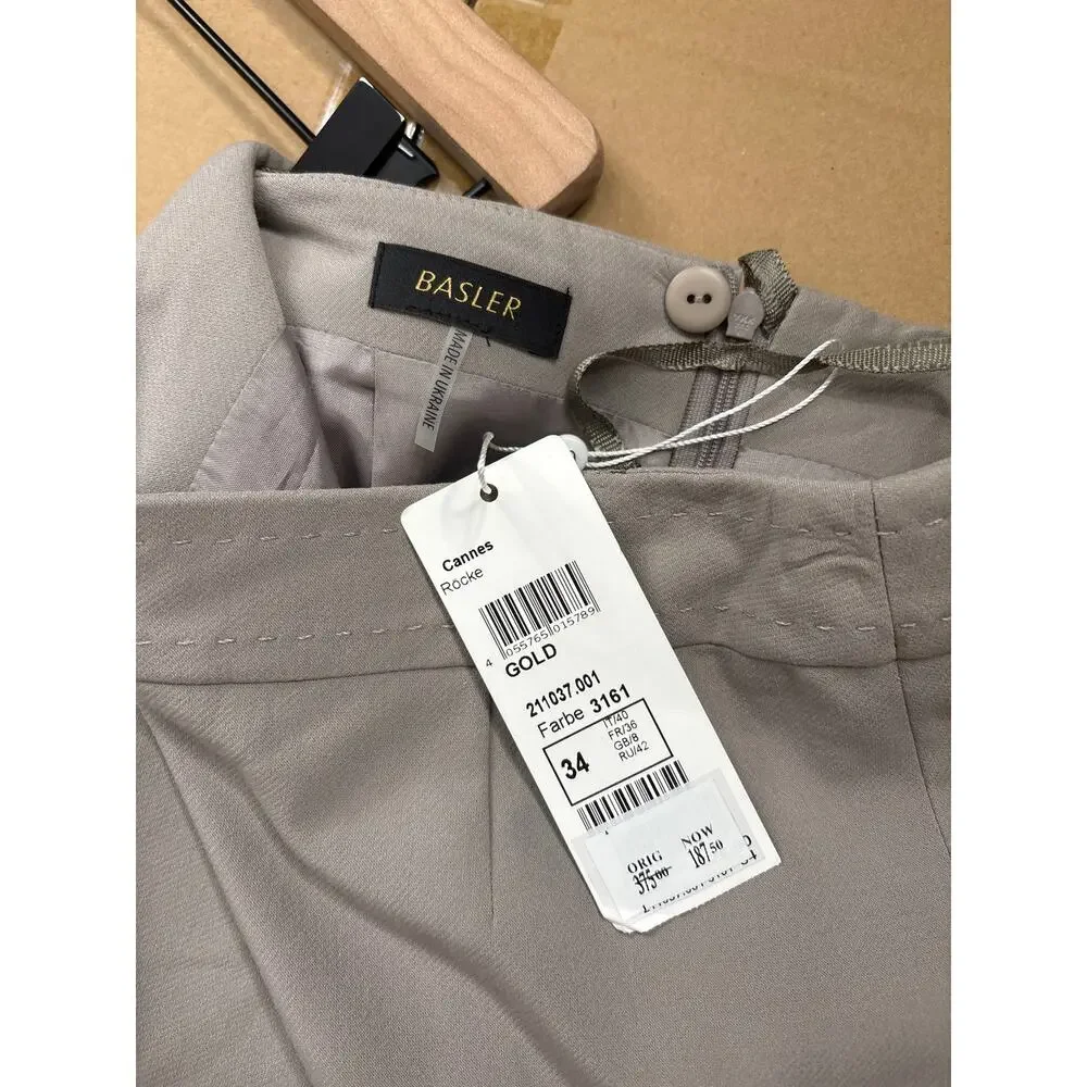 NWT Basler Pencil Skirt Size 2 Taupe Beige Career Professional Knee Length